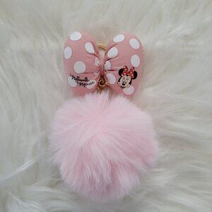 Minnie Mouse Bow Puff Keychain